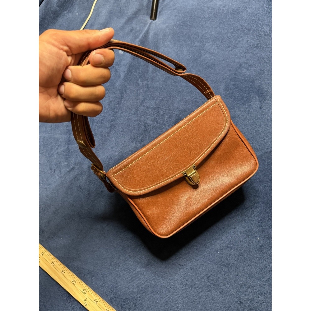 Vtg Hinson Waterloo Iowa Small Purse Shoulder Bag Tan Pebbled Leather